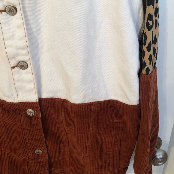 Leopard Print Corduroy & Denim Jacket Size M - Picture 5 of 10
